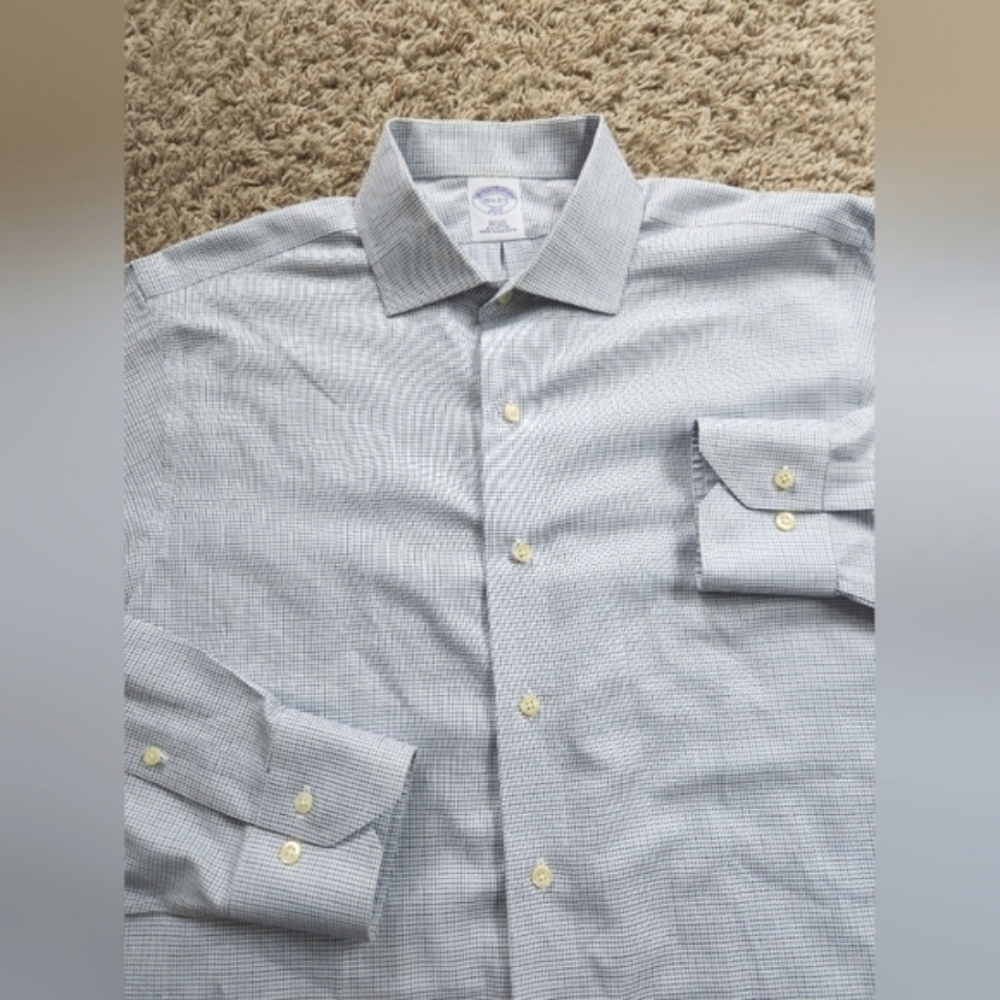 Brooks Brothers 346 Purple Tag Dress Shirt Men's 15.5 SLIM FIT 32/33 Plaid Euc